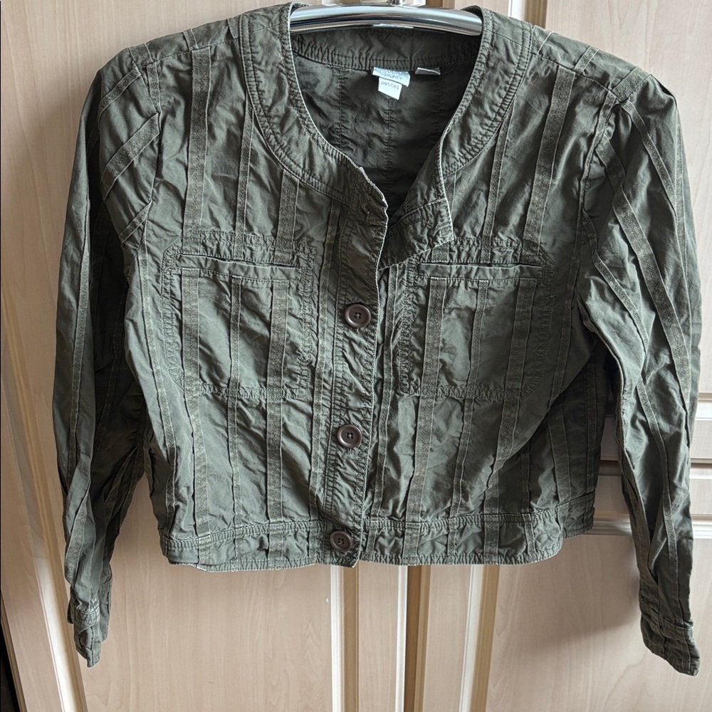 DKNY  CITY DKNY army green waist /crop NWOT 10 petite textured - Picture 12 of 12